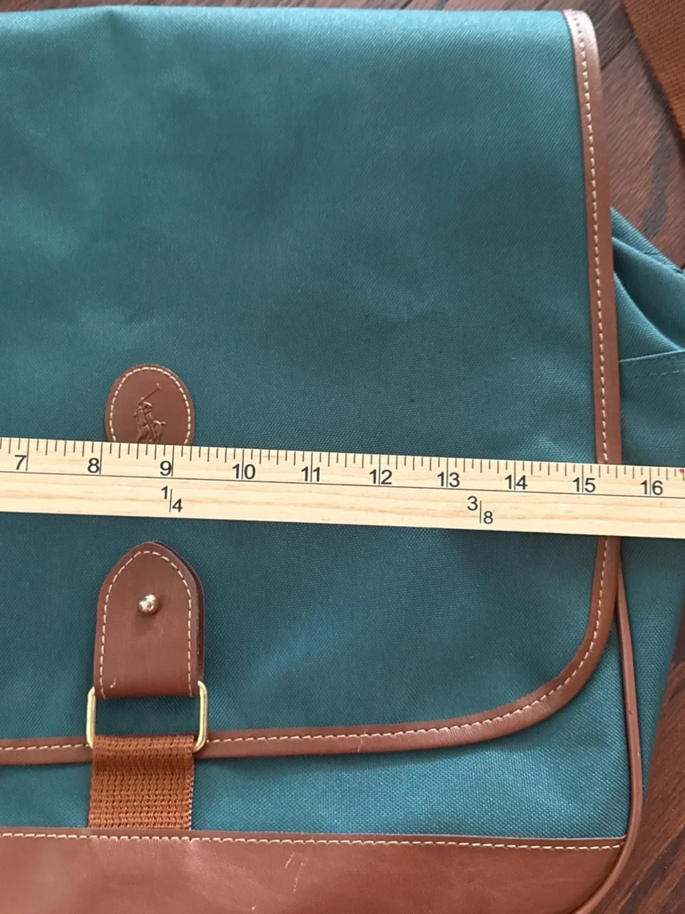Vintage Ralph Lauren polo green Canvas Messenger Crossbody bag travel preppy